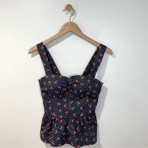 Iris | Cherry Ruched Ruffled Top